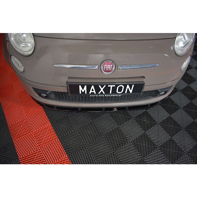 Maxton Design Front Ansatz V.1 / V1 für FIAT 500 HATCHBACK vor Facelift schwarz matt