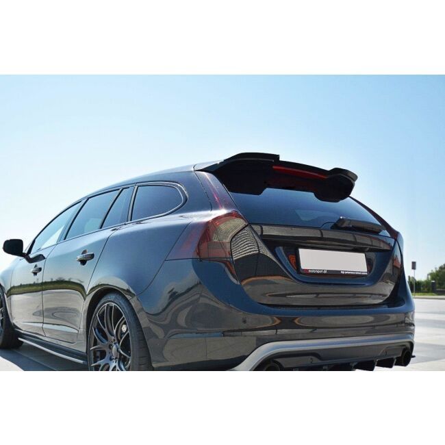 Maxton Design Spoiler CAP für Volvo V60 Polestar Facelift schwarz Hochglanz