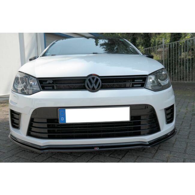 Maxton Design Front Ansatz für VOLKSWAGEN POLO MK5 R WRC schwarz Hochglanz