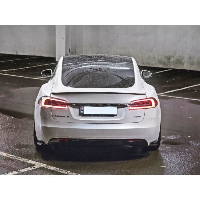 Maxton Design Heck Ansatz Flaps Diffusor für Tesla Model S Facelift schwarz Hochglanz