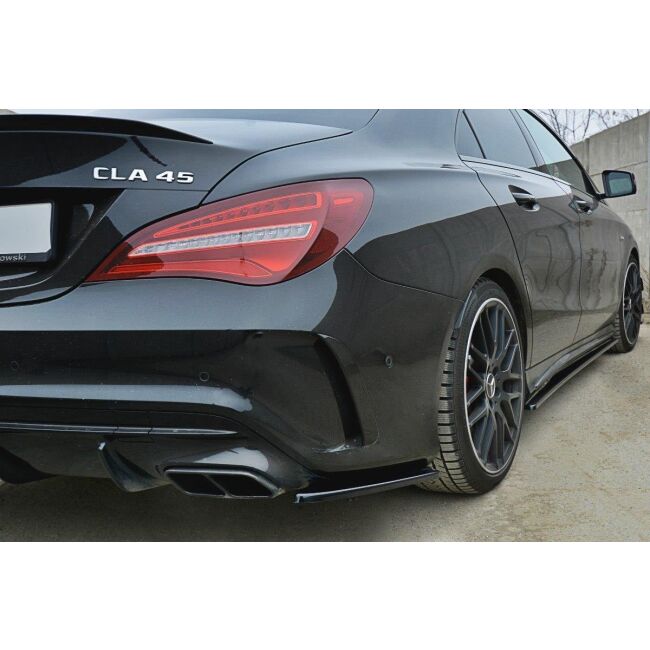 Maxton Design Heck Ansatz Flaps Diffusor für Mercedes CLA A45 AMG C117 Facelift schwarz Hochglanz