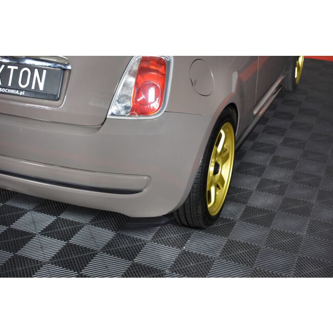 Maxton Design Heck Ansatz Flaps Diffusor für FIAT 500 HATCHBACK vor Facelift schwarz Hochglanz