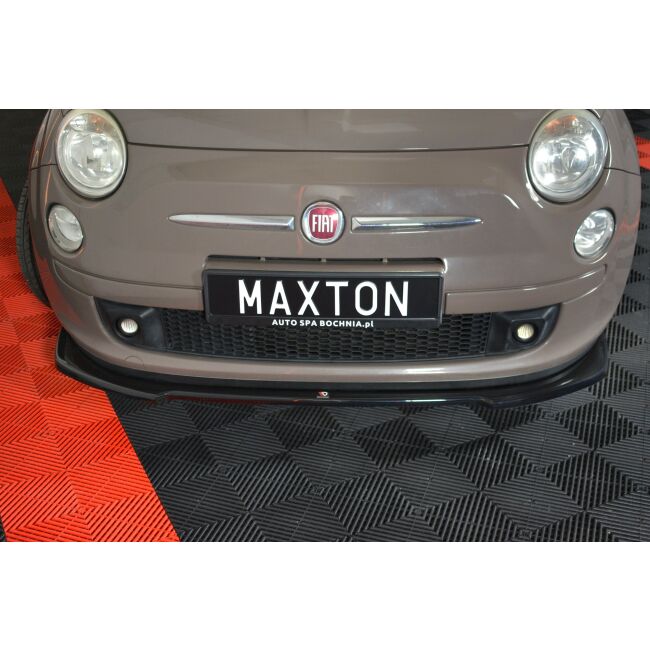 Maxton Design Front Ansatz V.2 / V2 für FIAT 500 HATCHBACK vor Facelift schwarz Hochglanz