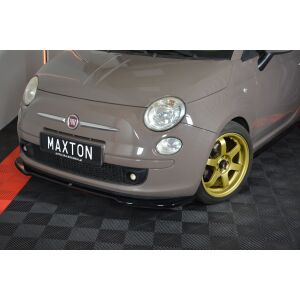 Maxton Design Front Ansatz V.2 / V2 für FIAT 500 HATCHBACK vor Facelift schwarz Hochglanz