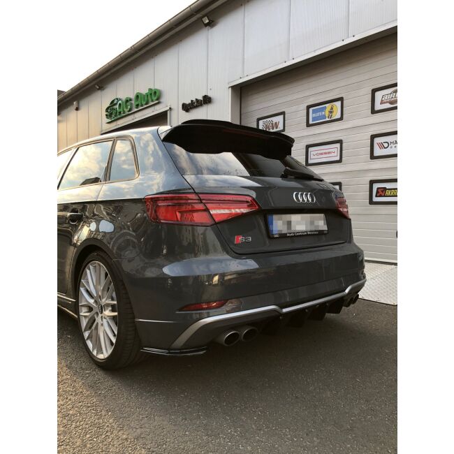 Maxton Design Heck Ansatz Flaps Diffusor für AUDI S3 8V FACELIFT schwarz Hochglanz