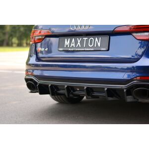 Maxton Design Heckdiffusor Ansatz für Audi RS4 B9 Avant schwarz Hochglanz