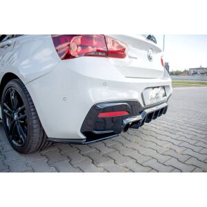 Maxton Design Heck Ansatz Flaps Diffusor für BMW 1er F20 Facelift M-power schwarz Hochglanz