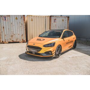 Maxton Design Robuste Racing Front Ansatz für passend +Flaps für Ford Focus ST / ST-Line Mk4 schwarz Hochglanz