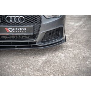 Maxton Design Robuste Racing Front Ansatz für passend +Flaps für Audi RS3 8V Sportback schwarz Hochglanz