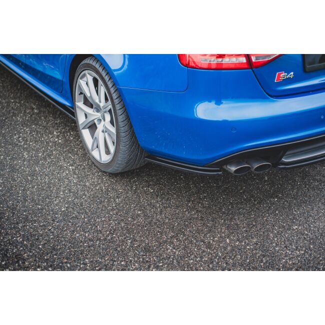 Maxton Design Heck Ansatz Flaps Diffusor für Audi S4 / A4 S-Line B8 Limousine schwarz Hochglanz