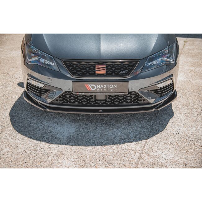 Maxton Design Front Ansatz V.5 / V5 für Seat Leon Cupra / FR Mk3 FL schwarz Hochglanz