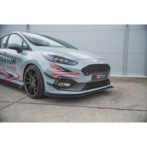 Maxton Design Robuste Racing Front Ansatz für passend für + Front Stoßstangen Racing Flaps passend für Ford Fiesta Mk8 ST / ST-Line schwarz Hochglanz