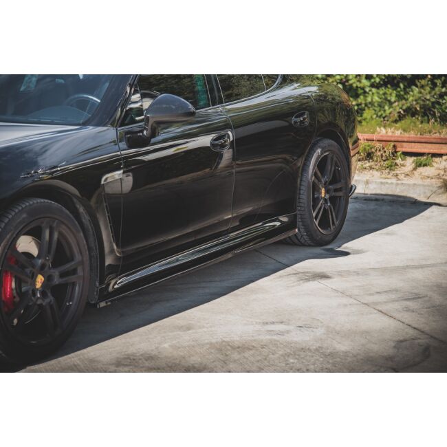 Maxton Design Seitenschweller Ansatz für V.1 / V1 für Porsche Panamera Turbo 970 Facelift schwarz Hochglanz