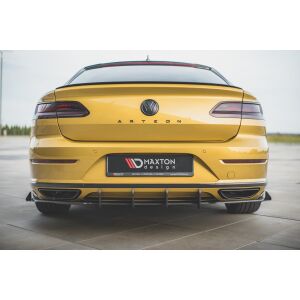 Maxton Design Robuste Racing Heckdiffusor Ansatz +Flaps für Volkswagen Arteon R-Line schwarz Hochglanz