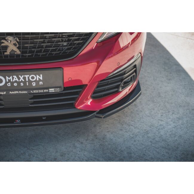 Maxton Design Front Ansatz V.2 / V2 für Peugeot 308 GT Mk2 Facelift schwarz Hochglanz