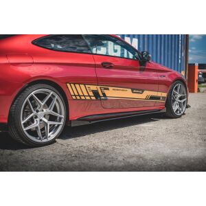 Maxton Design Robuste Racing Seitenschweller Ansatz für für + Flaps Mercedes-AMG C43 Coupe C205 schwarz Hochglanz