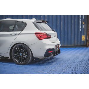 Maxton Design Robuste Racing Heck Ansatz Flaps Diffusor V.2 / V2 +Flaps für BMW 1er F20 M140i  schwarz Hochglanz