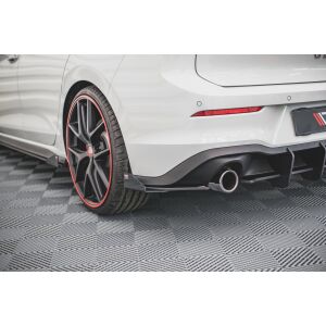 Maxton Design Robuste Racing Heck Ansatz Flaps Diffusor +Flaps für Volkswagen Golf 8 GTI schwarz Hochglanz