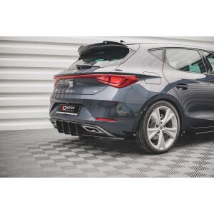 Maxton Design Robuste Racing Heckdiffusor Ansatz +Flaps für Seat Leon FR Hatchback Mk4 schwarz Hochglanz