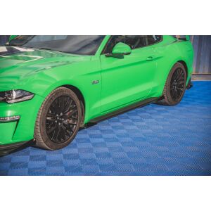 Maxton Design Street Pro Seitenschweller Ansatz für V.1 / V1 für + Flaps Ford Mustang GT Mk6 Facelift schwarz Hochglanz