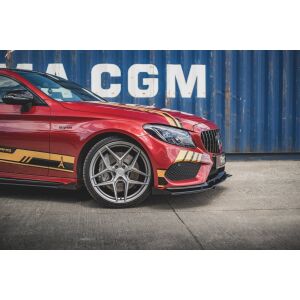 Maxton Design Robuste Racing Front Ansatz für passend +Flaps für Mercedes - AMG C43 Coupe C205 schwarz Hochglanz