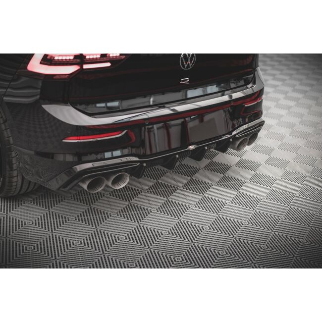 Maxton Design Heckdiffusor Ansatz V.2 / V2 für Volkswagen Golf R Mk8 schwarz Hochglanz