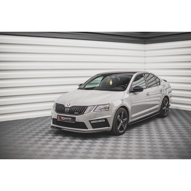 Maxton Design Front Ansatz V.1 / V1 für Skoda Octavia RS Mk3 Facelift schwarz Hochglanz