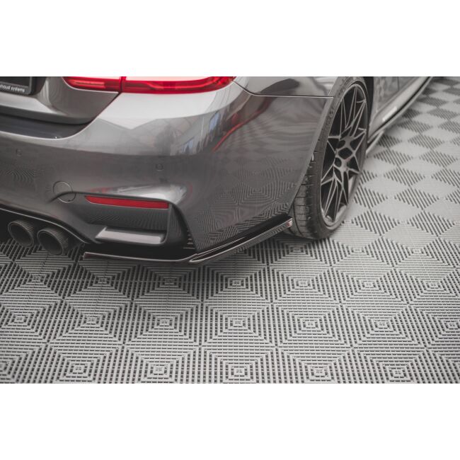 Maxton Design Heck Ansatz Flaps Diffusor V.1 / V1 für BMW M4 F82 schwarz Hochglanz