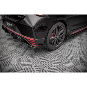 Maxton Design Street Pro Heck Ansatz Flaps Diffusor +Flaps für Hyundai I20 N Mk3 schwarz Hochglanz