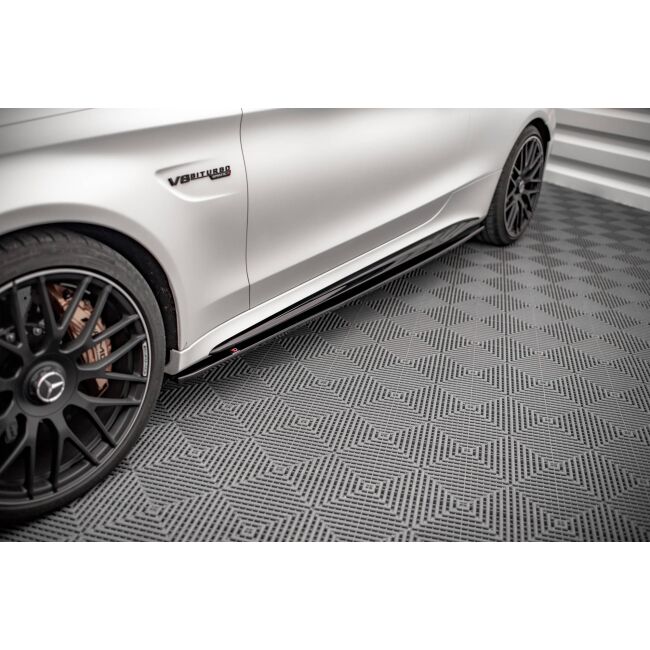 Maxton Design Seitenschweller Ansatz für V.1 / V1 für Mercedes-AMG C 63 AMG Coupe C205 Facelift schwarz Hochglanz