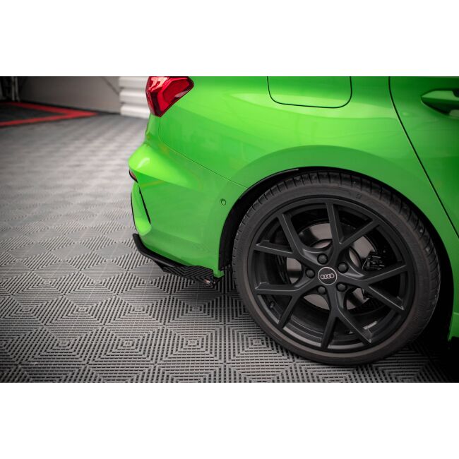 Maxton Design Street Pro Heck Ansatz Flaps Diffusor +Flaps für Audi RS3 Limousine 8Y schwarz Hochglanz